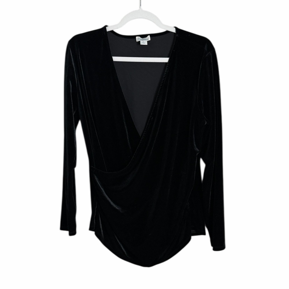 Sundance Black Velvet Faux Wrap Long Sleeve Blouse Size Large Witchy Romantic
